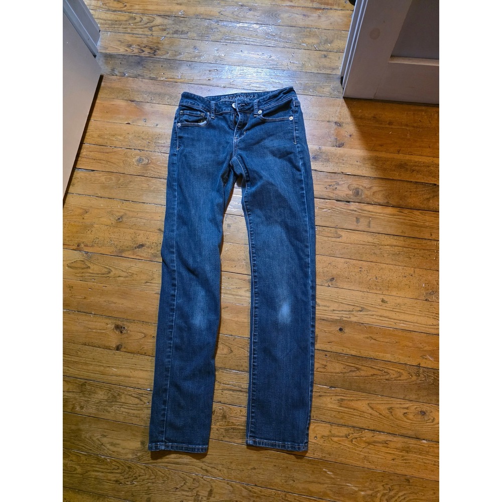 American Eagle Skinny Jeans Womens 00 Dark Wash Denim Mid Rise Slim Fit‎ Indigo